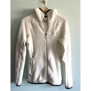 Patagonia R3 Fleece Jacket Womens Large White Hooded Full Zip Regulator Hoody